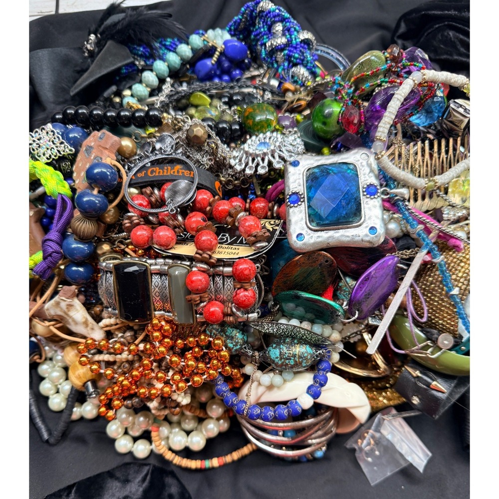 8+lb Bulk Jewelry Lot Mixed Crafting Upcycle Repair Broken Jewelry Junk Drawer